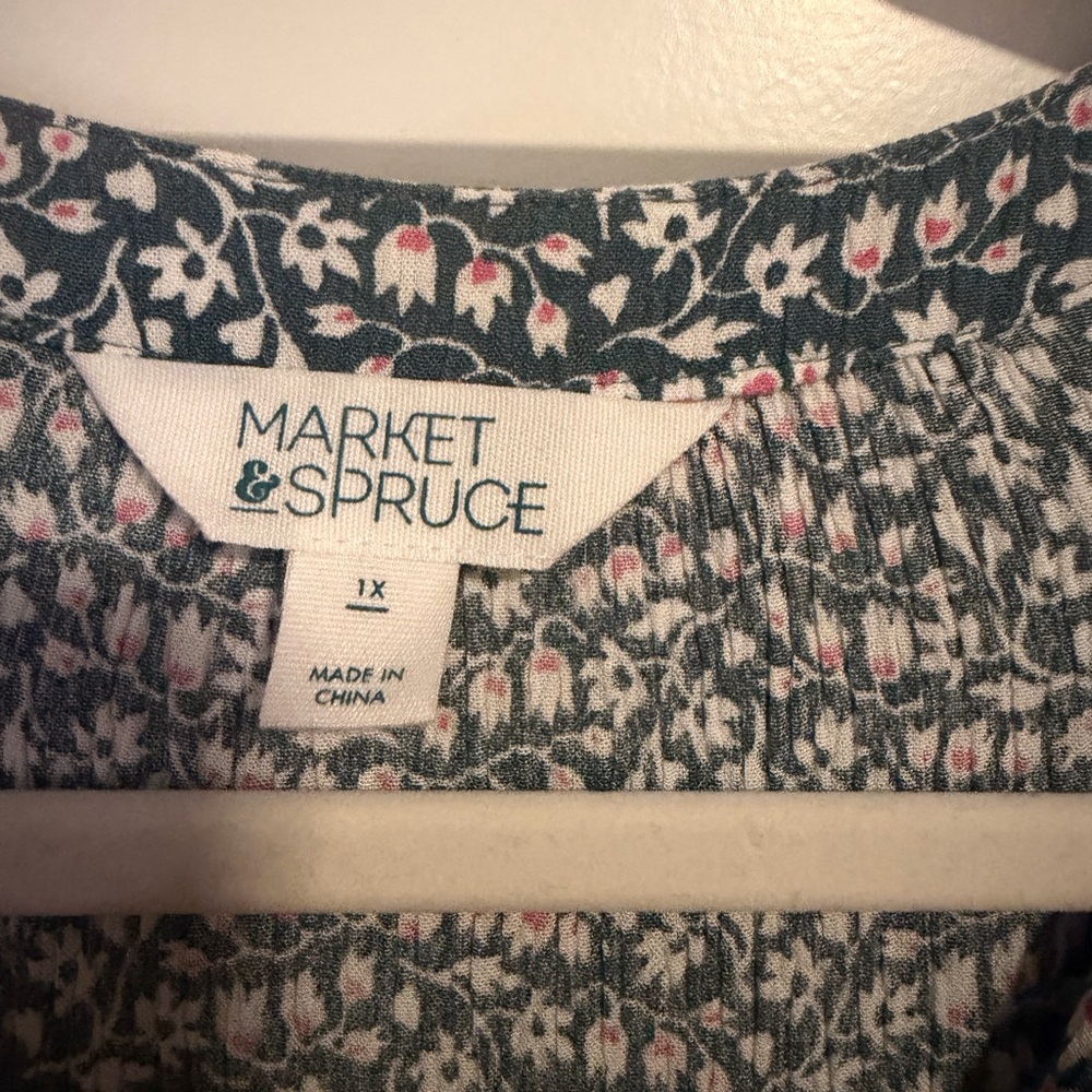 Market & Spruce Long Sleeve Blue Floral Dress - Picture 2 of 2